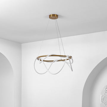 Lisette 25" Contemporary Minimalist 360 Adjustable Silicone Neon Rope Dimmable Integrated LED Chandelier - JONATHAN Y